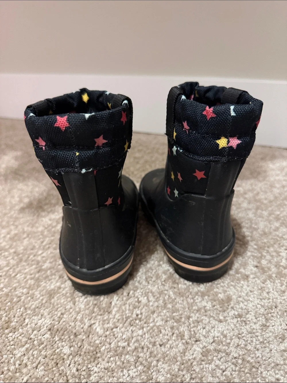 Cat & Jack Black Kids Star-Print Rain Boots